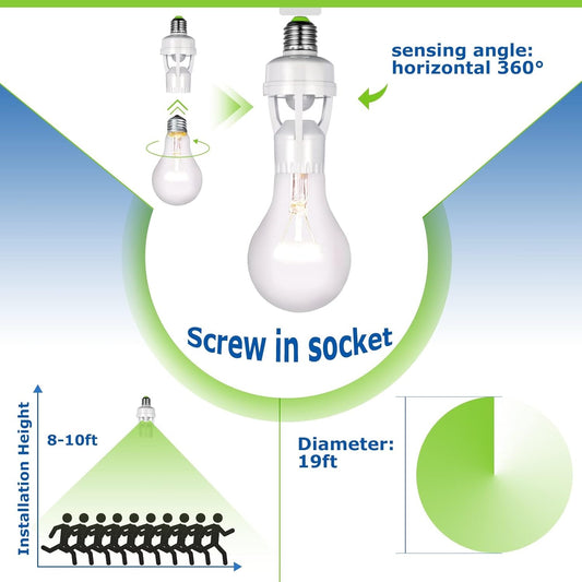 Infrared Motion Sensor Lamp Holder – 360° Smart Light Socket with Automatic On/Off Detection