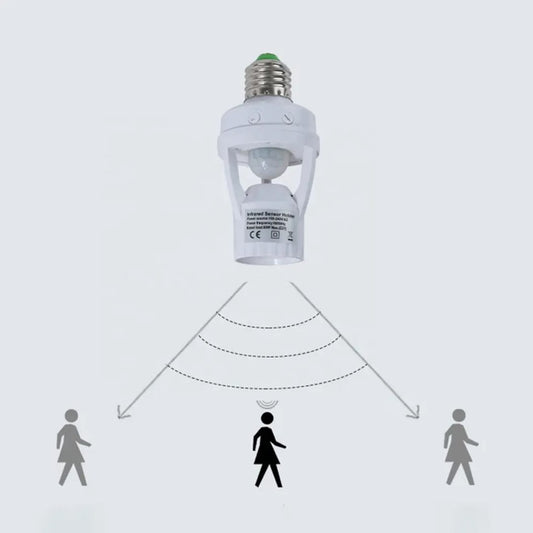 Infrared Motion Sensor Lamp Holder – 360° Smart Light Socket with Automatic On/Off Detection