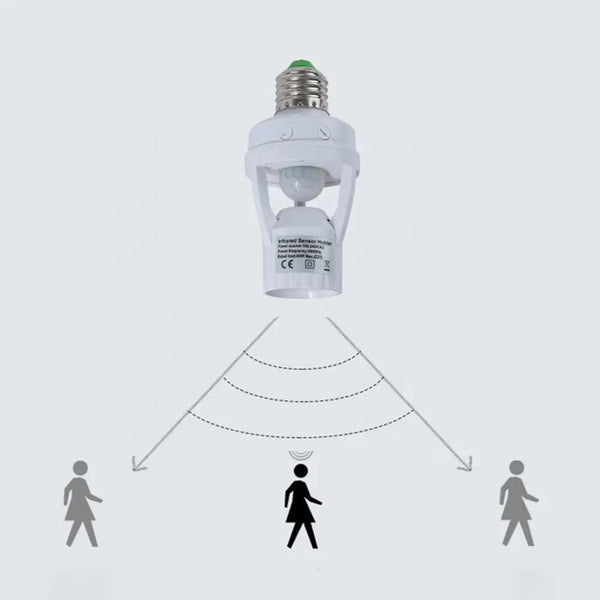 Infrared Motion Sensor Lamp Holder – 360° Smart Light Socket with Automatic On/Off Detection