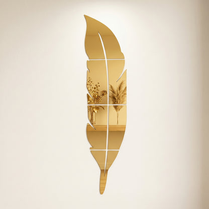 EVENTO 3D Acrylic Leaf Mirror Wall Decor – Premium Acrylic Mirror Stickers | 12×48 Inches